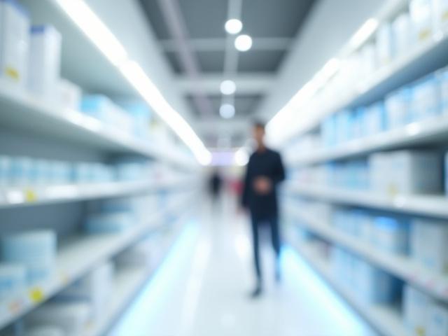 Kép: Optikai szenzorok egy modern kiskereskedelmi üzlet polcain, adatelemzést jelezve.