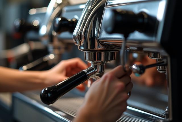 Professzionális eszpresszógép gőzölővel és mérőórákkal